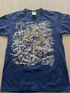 vtg y2k las vegas 2000 tee anvil men’s medium made in usa Embroidered Mega Print